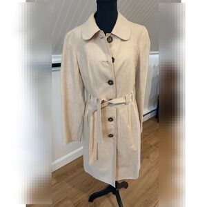 Vintage Banana Republic Womens Beige Linen Trench Coat M Old Money Peter Pan